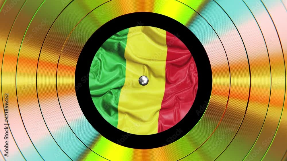 Poster realistic seamless looping 3d animation of the reggae gold hits record rendered in uhd as motion bac