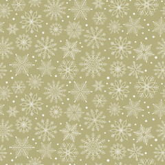 Winter seamless pattern for background, snowflakes vector illustration. Christmas design of happy holidays. Perfect for banner border package wallpaper.