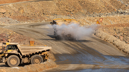 Mining machinery for the extraction of iron and copper ores, watering truck