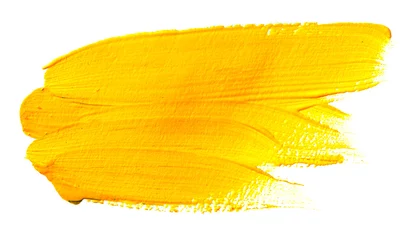 Fotobehang Orange yellow brush stroke isolated on white background. Orange abstract stroke. Colorful oil paint brush stroke. © Nikolay N. Antonov