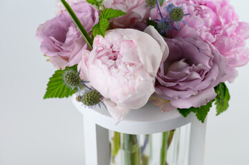 Abstract flower bouquet background under water drops