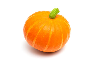 Large orange pumpkin isolated on a white background. Halloween pumpkins