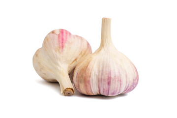 Fresh garlic isolated on a white background. Raw garlic on white