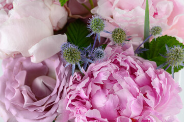 Abstract flower bouquet background under water drops