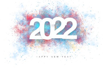 new year 2022 sign with watercolor paint splashes
