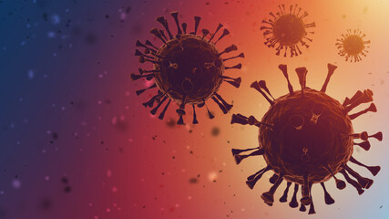 Omicron variant of the coronavirus. Penetration of Omicron Covid-19 strain into human blood. Mutated coronavirus SARS-CoV-2. Delta plus. Coronavirus cells. Covid-19 virus under microscope. 3d image - obrazy, fototapety, plakaty