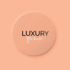 Luxury circular banner on coral color background