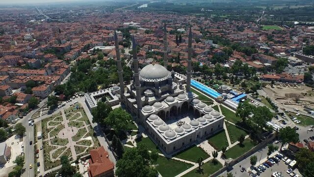 Edirne and Selimiye Mosque in general view, with drone