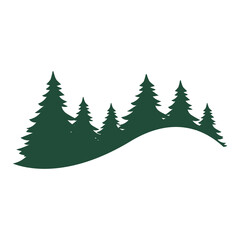 Pine Trees, Logo Vector Template Illustration Design, Forest Vintage Logo Design