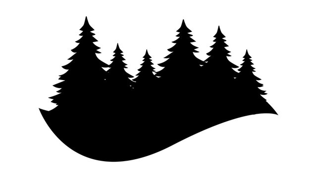 Pine Trees, black silhouette, Logo Vector Template Illustration Design, Forest Logo Design