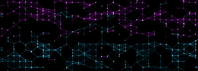 Abstract digital background of points and lines. Plexus. Big data. Network or connection. Abstract technology science background. 3d vector illustration.