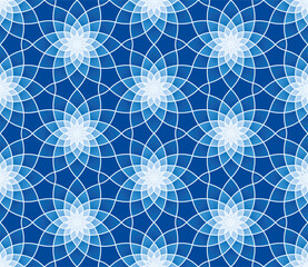 Floral Seamless Pattern in Blue Color . Vector tileable pattern for your design.