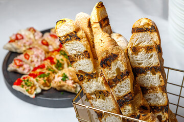 Grilled French rolls. Selective focus.