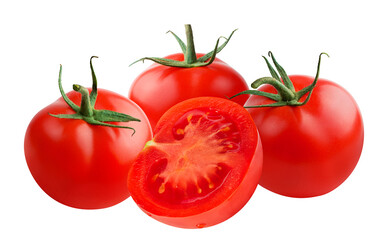 Tomatoes isolated on white background with clipping path