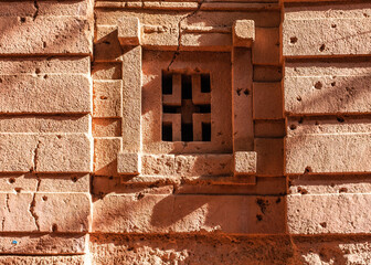 A typical window of a church of Lalibela, Ethiopia