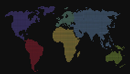 Dotted color world map vector	
