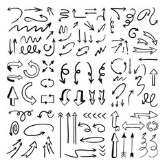 Arrow doodle collection. Hand drawn set of arrows.