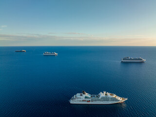 Cyprus - Giant cruise ships are waiting near the coast. Pending the travel because the Covid-19 is here