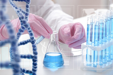 Scientist working with sample in laboratory