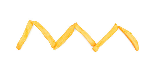Tasty french fries on white background