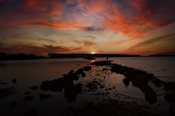 Fototapeten Sunset over the Veerse meer near Arnemuiden, Zeeland province, The Netherlands © Holland-PhotostockNL