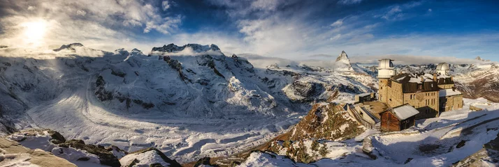 Foto op Plexiglas Snowy panorama of Gornergrat with Gorner glacier © Jose Feito