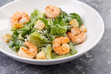 Caesar Salad with Grilled Shrimp and Parmesan Cheese