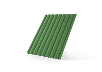 Green corrugated metal sheet for the roof on a white background. Vector illustration