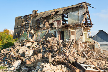 demolition the abandoned private building house