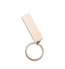 Stylish key chain on white background