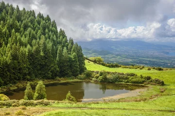 Deurstickers View on mountains, lake of Sao Miguel island © Kushch Dmitry