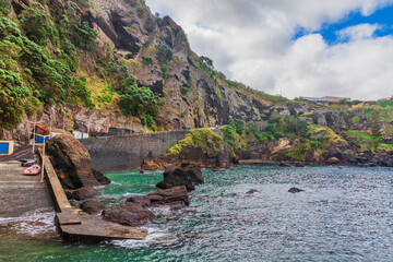 Fototapeta na wymiar Amazing atlantic ocean view with rocks of Sao Miguel island
