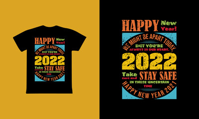 Happy new year, vector t-shirt design, illustration, text design for print