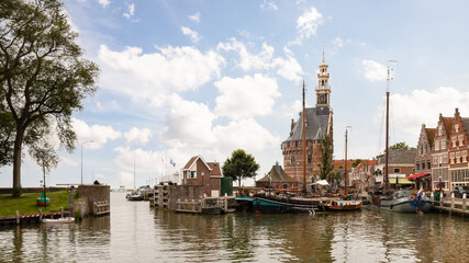 The old harbor of the picturesque West Frisian town of Hoorn.