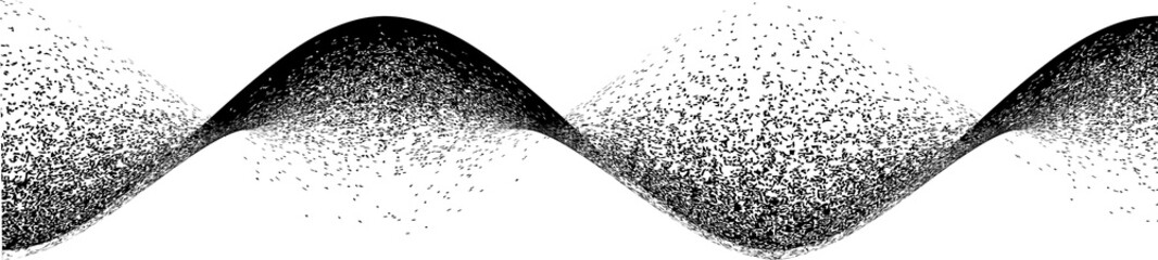 Sprayed black spiral line .Graffiti art design . Noise dispersion wavy logo . Spray effect .Grunge texture . Distressed element .vector 