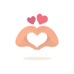 Heart shape hands. Hands showing heart symbol. Cartoon style, hand drawn vector illustration. Part of set.
