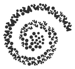 Praying man icon spiral cycle composition. Praying man icons are scattered into twirl vector illustration. Abstract whirlpool is done from scattered praying man icons.