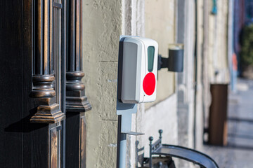 Antiseptic for hands at the entrance to the hotel restaurant