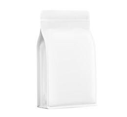 Realistic vertical bag mockup isolated on white background. Perspective view. Vector illustration. Ideal for use for pet, coffee, food and etc. EPS10.	