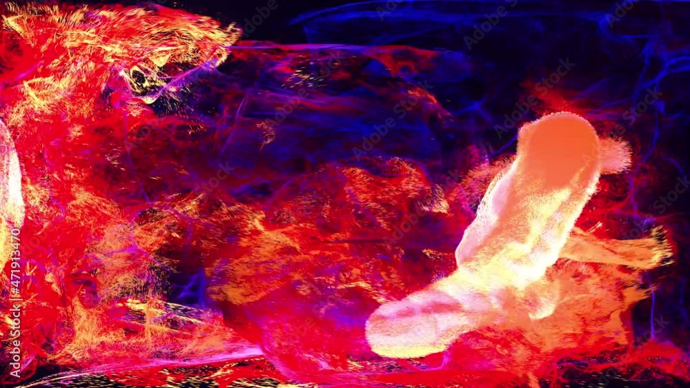 Aufkleber glow particles spread in camera like ink effect. emitter ball emit swirl of glow particles form ligh