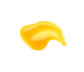 Smear of tasty tangerine jam on white background