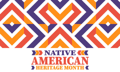 Fototapeta premium Native American Heritage Month. American Indian culture. Celebrate annual in in November in United States. Tradition Indian pattern. Poster and banner. Vector authentic ornament, ethnic illustration