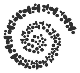 Person profile icon spiral spin collage. Person profile items are shaped into spiral vector illustration. Abstraction spiral is designed from randomly placed person profile items.