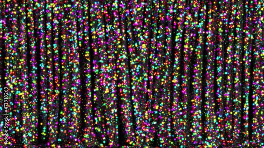 Poster realistic 3d animation of the payette sequin glittering black stage curtain rendered in uhd with alp