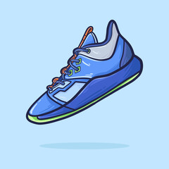 hand drawn sneakers cartoon blue green and orange Color. cartoon vector style. vector illustration