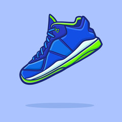 hand drawn sneakers cartoon blue and green color. cartoon vector style. vector illustration
