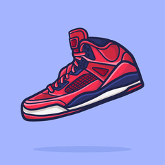 hand drawn sneakers cartoon red color. cartoon vector style. vector illustration