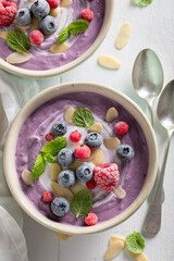 Homemade cream cold soup as summer starter.