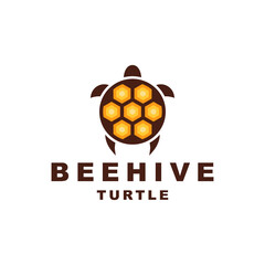 Beehive combination with turtle in background white, vector logo design as you editable