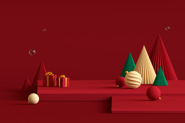 3D Render Abstract Winter Background, Christmas and new year background